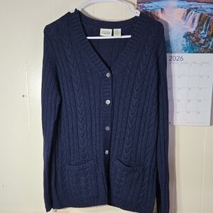 Classic Elements Dark Blue Cable Knit Cardigan